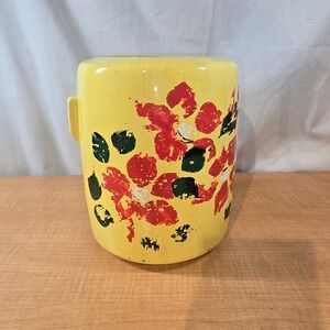 Vintage MCCOY Yellow Cookie‎ Jar with Red flowers - NO LID 8" tall